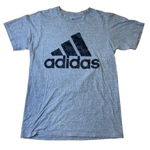 Adidas The Go-To Tee T-Shirt Camo Logo Graphic Short Sleeve Gray Mens Size Small